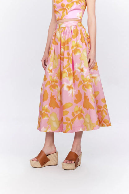 Havana Print A-Line Skirt in Tencel Cotton