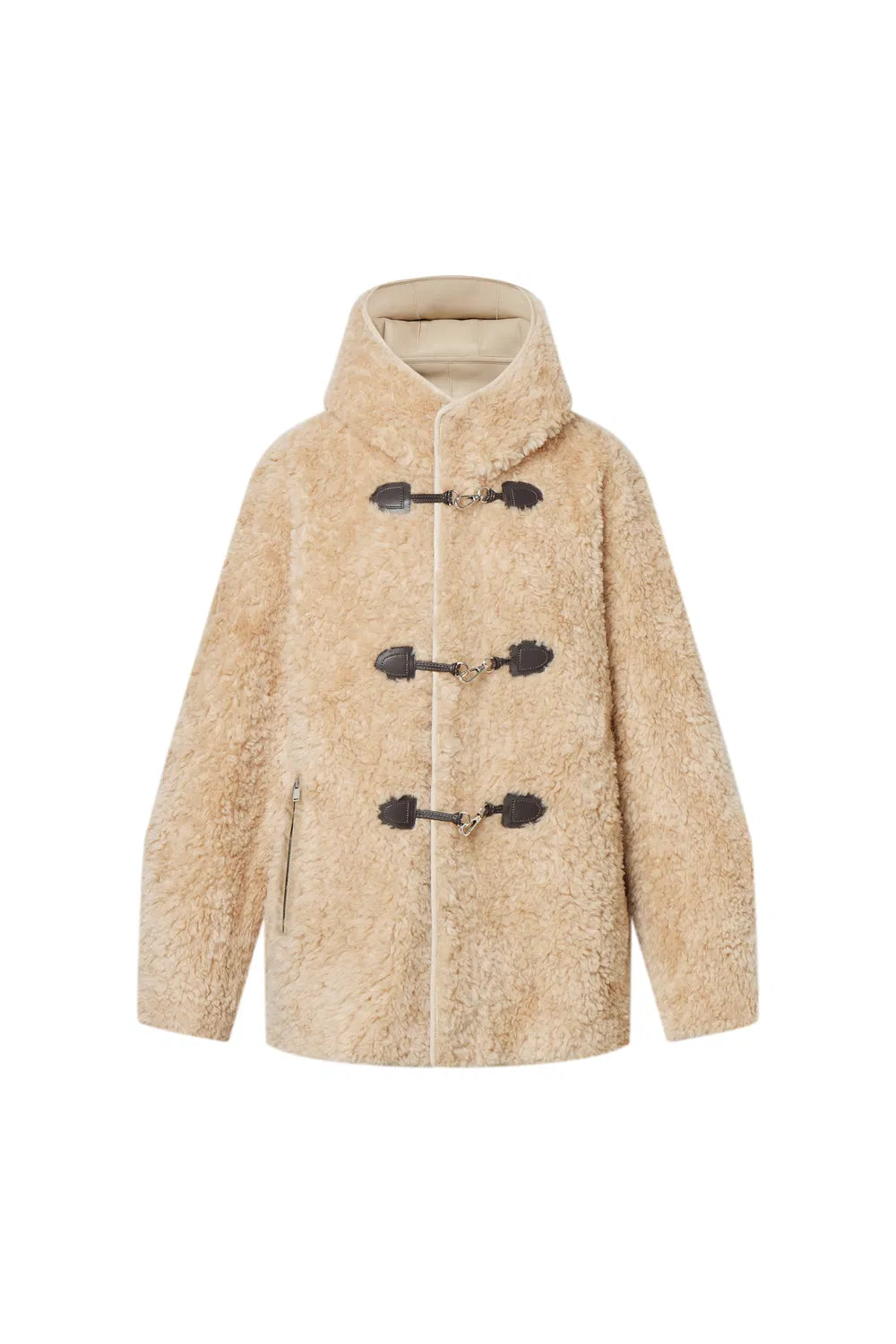 Clémence Semi Oversized Hooded Sherpa Short Coat in Wool Blend