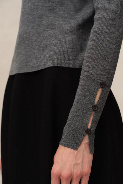 Grace High Neck Fitted Sweater in Ultrafine Merino Wool Knit