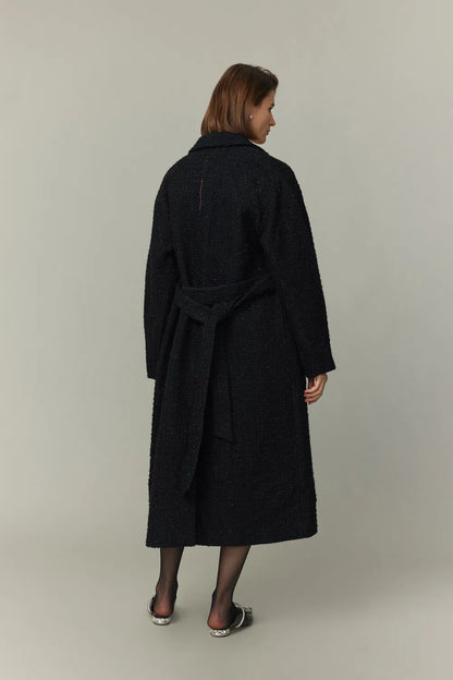 Hortensia Coat in Wool Blend Metallic Thread Tweed