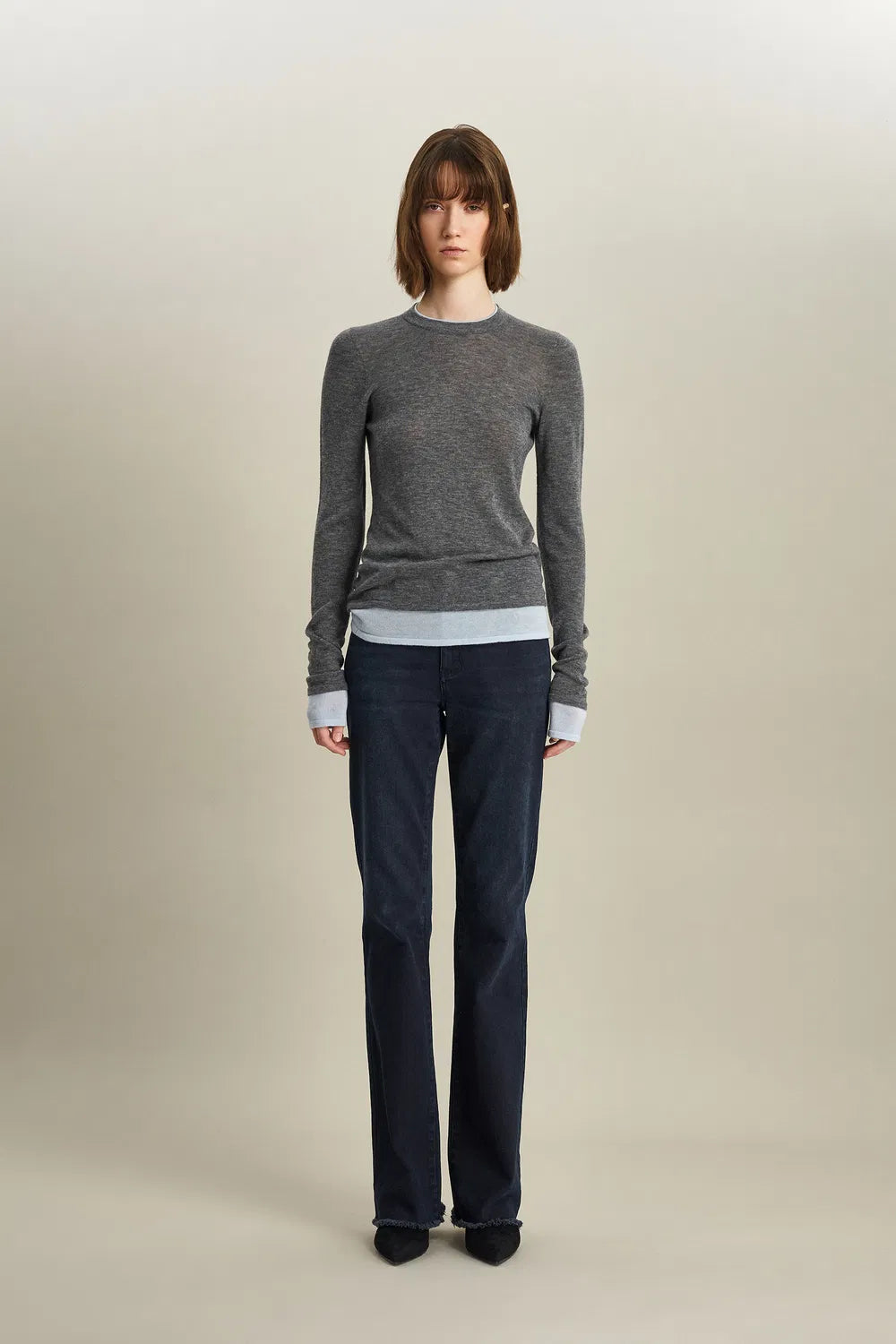 Laura Layered Look Sweater in Wool Knit