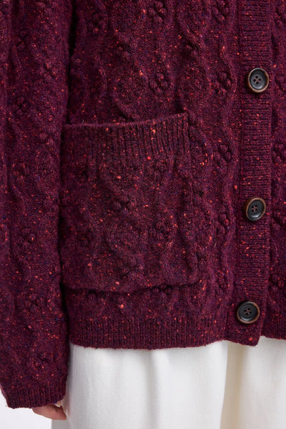 Kitty Cable Cardigan in Speckled Wool Knit