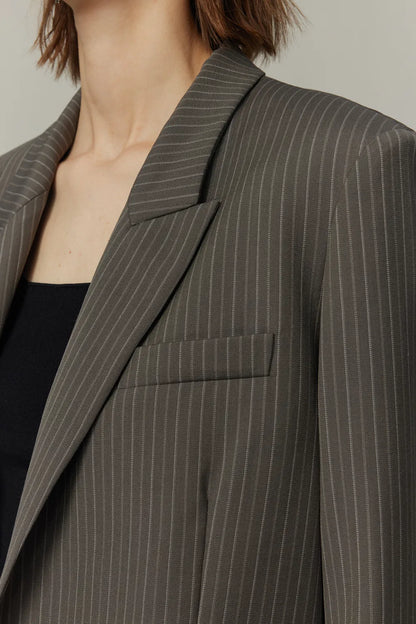 Hana Striped Blazer in Fine Worsted Wool