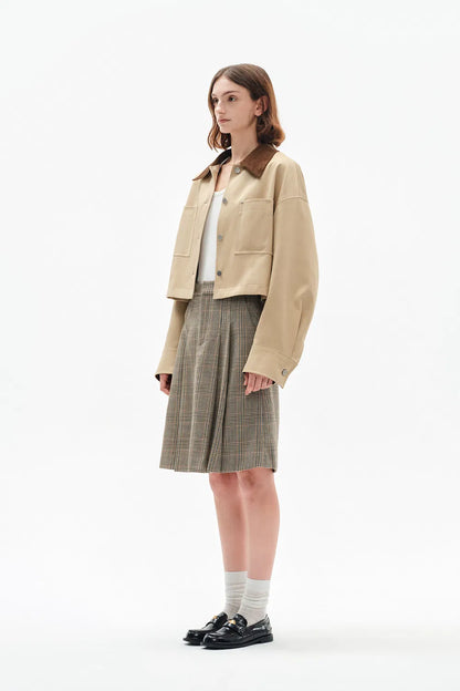 Morston Contrast Cropped Jacket in 100% Cotton Twill