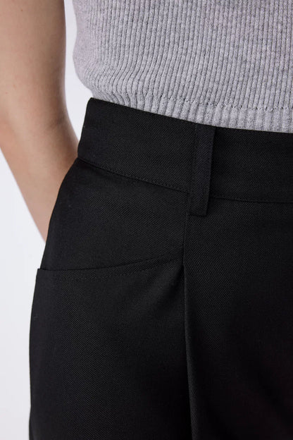 Ezra Wide Leg Trousers in Wool Twill