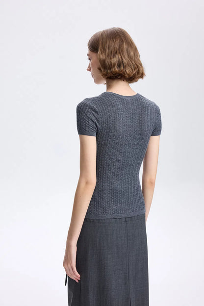 Lauren Cable Top in Merino Wool Knit