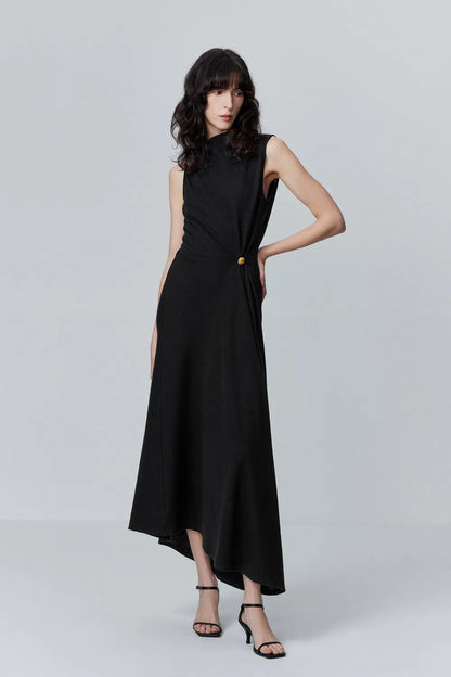 Eunice Pleated Dress in Wool Blend