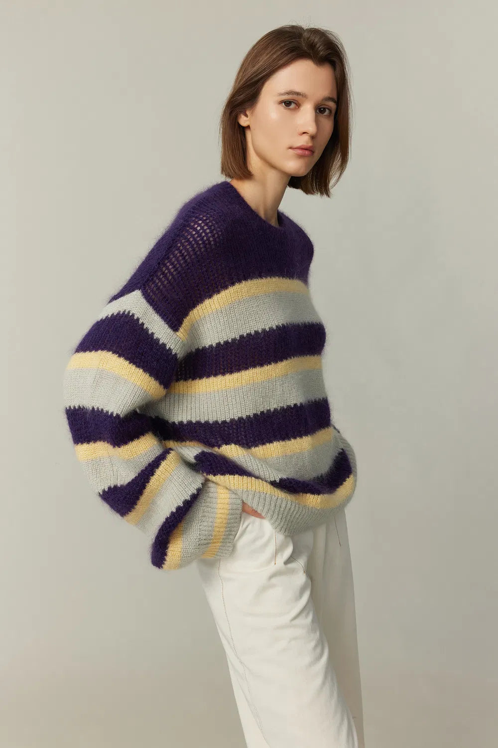 Asa Striped Sweater in Kid Mohair Knit