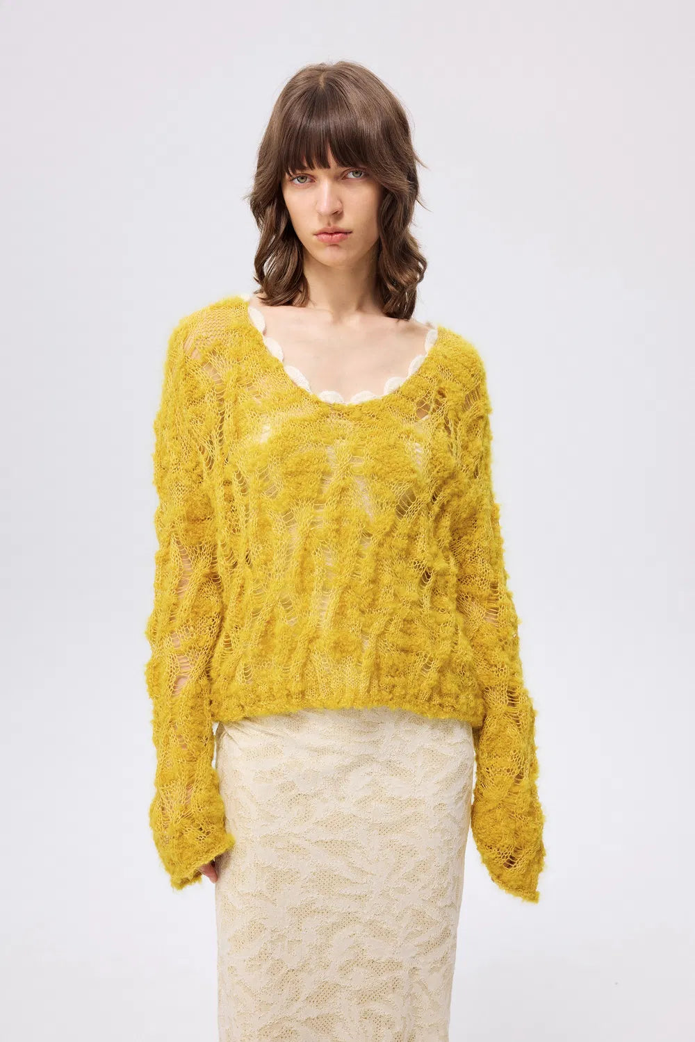 Mist Open Knit Sweater in Alpaca and Mohair Wool Knit