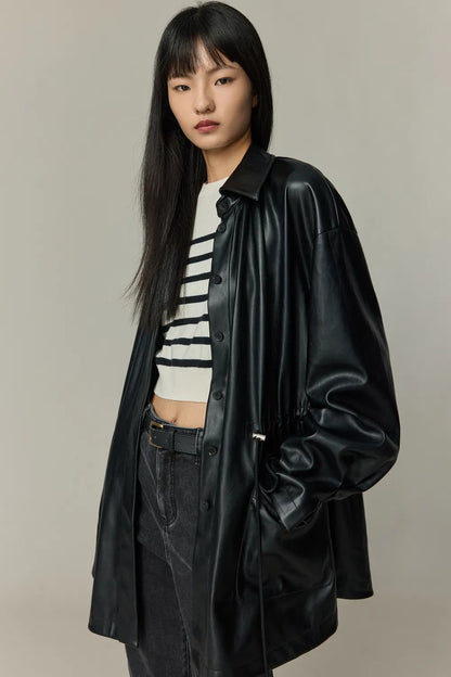 Field Oversized Shirt in Vegan Leather