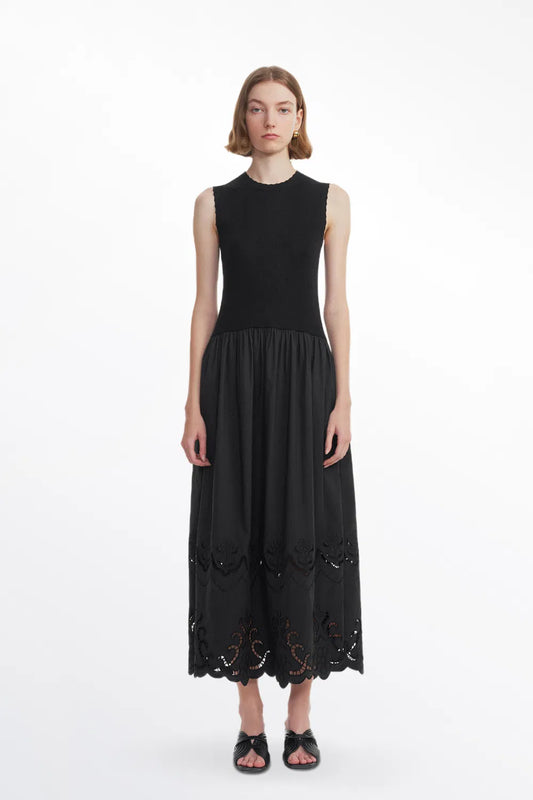 Amy Embroidered Dress in Mulberry Silk Blend