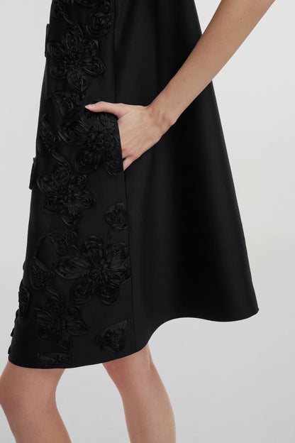 Engrave Embroidered Dress in Silk Wool Blend