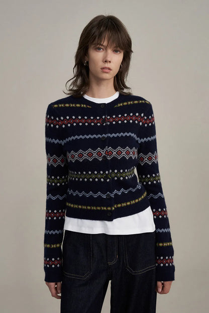 Alice Fair Isle Cardigan in Merino Wool Knit