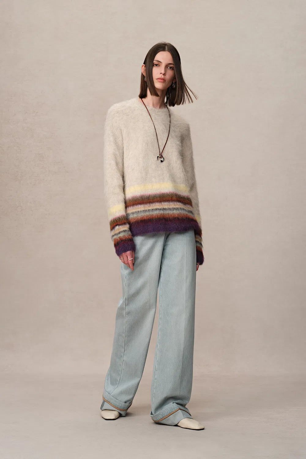 Kiko Striped Knit Sweater in Baby Alpaca Blend