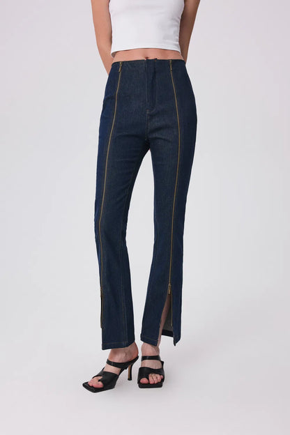 Antonio Zippered Pants in Tencel Denim