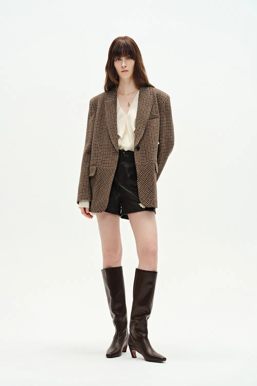 Meare Plaid Blazer in Merino Wool Houndstooth