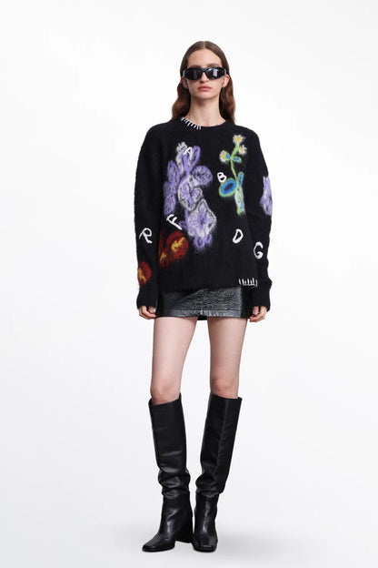 Cyclamen Jacquard Knit Sweater