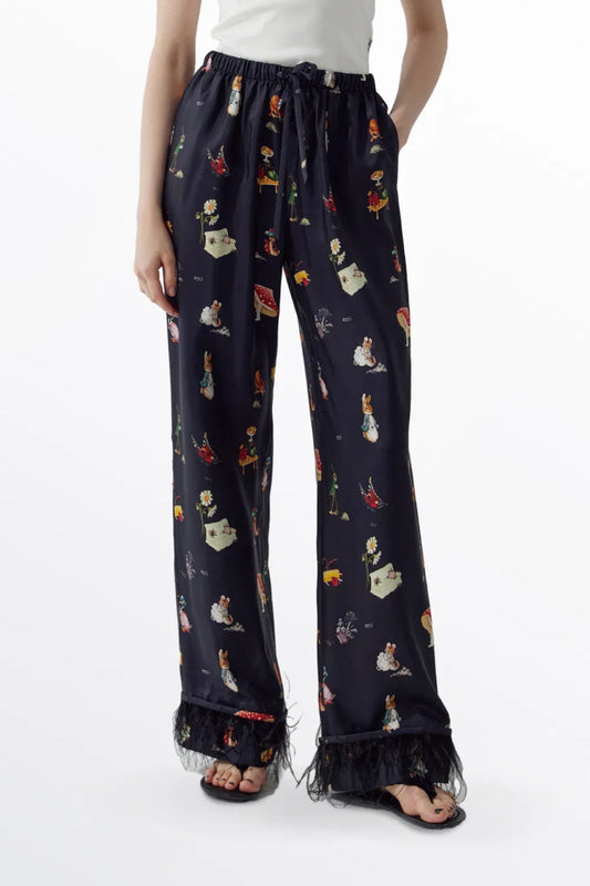 Fairy Tale Tassel Pajama Pants in Mulberry Silk