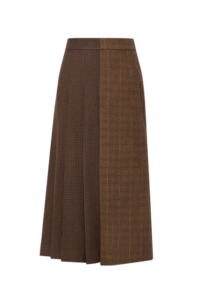 Clara Pleated Skirt in Vintage Houndstooth