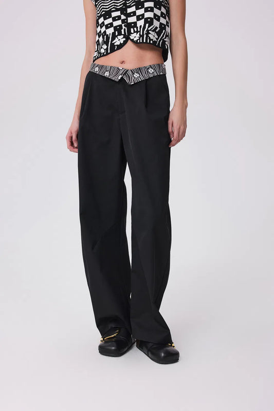 Bay Printed Barrel Leg Pants in Cotton Blend