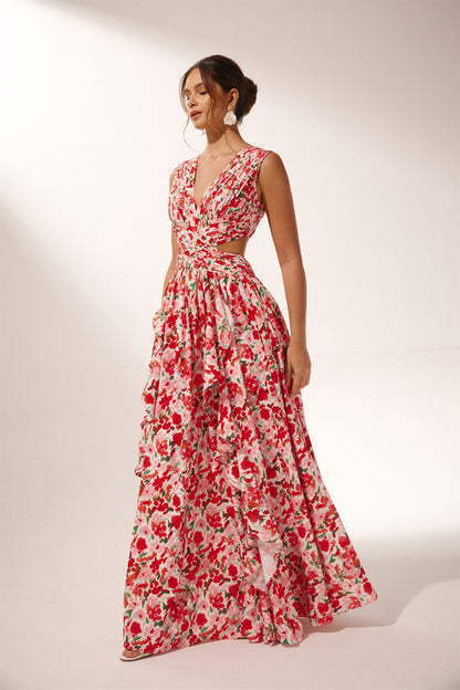 Muriel Çiçek Baskılı Cut-Out Maxi Elbise