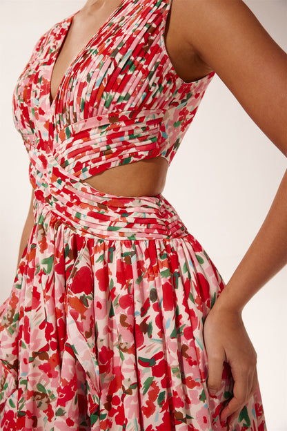Muriel Çiçek Baskılı Cut-Out Maxi Elbise