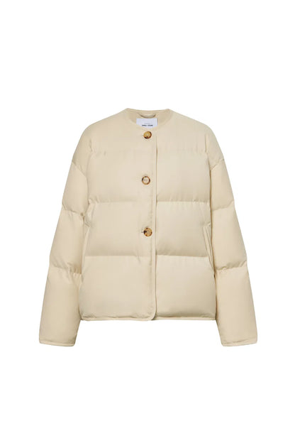 Glemham Crew Neck Down Extended Jacket in Lightweight Cotton-feel Fabric