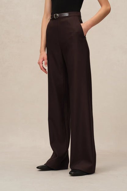 Durini Mini Flared Straight Leg Pants in Merino Wool Twill