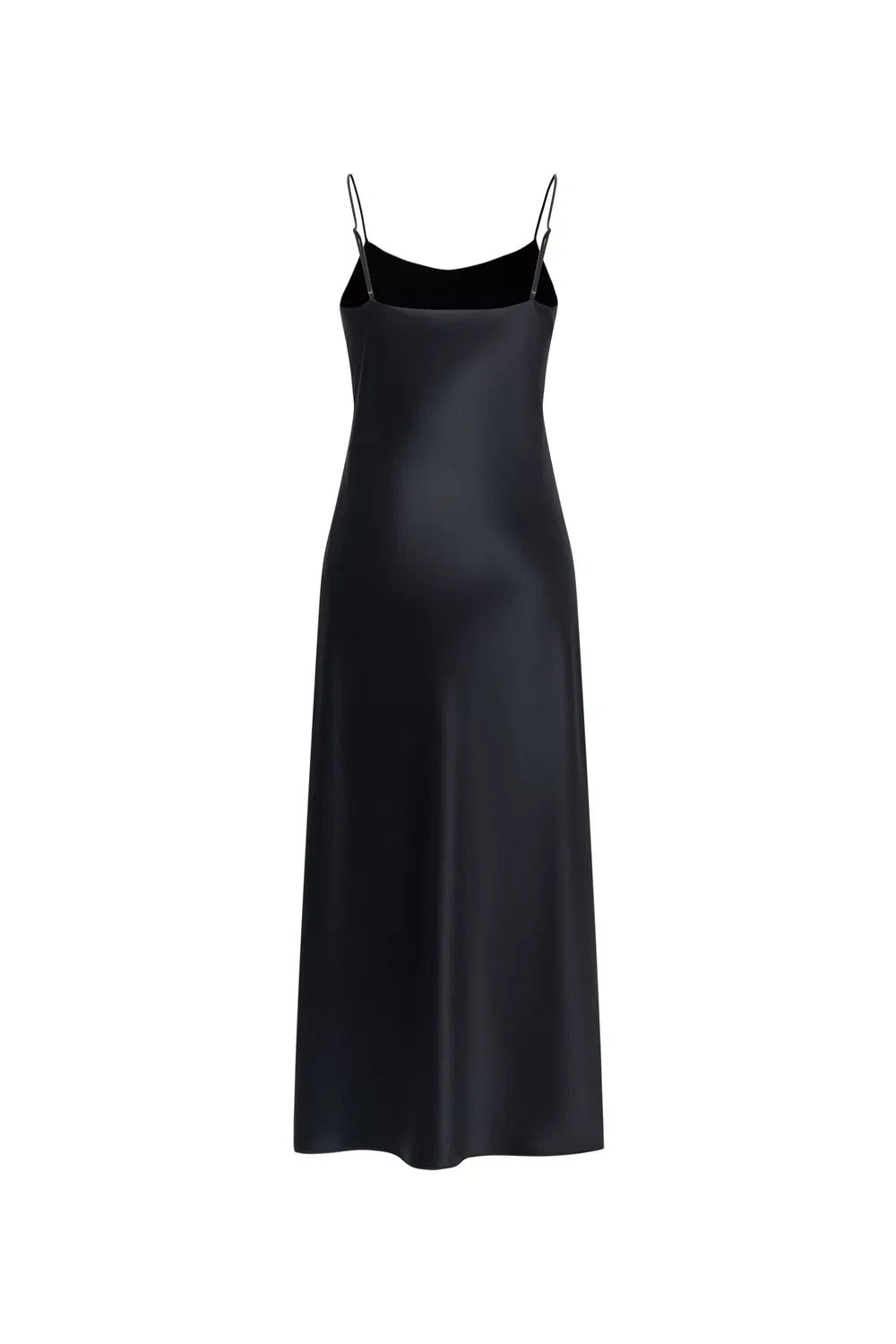 Emma Black Strap Dress in Premium Silky Satin