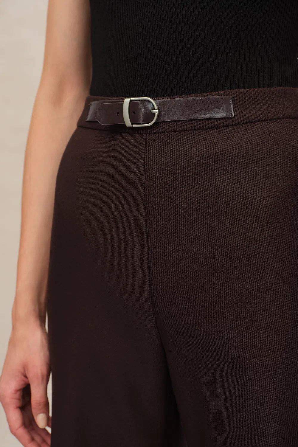 Durini Mini Flared Straight Leg Pants in Merino Wool Twill