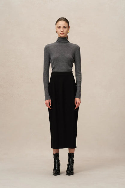 Grace High Neck Fitted Sweater in Ultrafine Merino Wool Knit