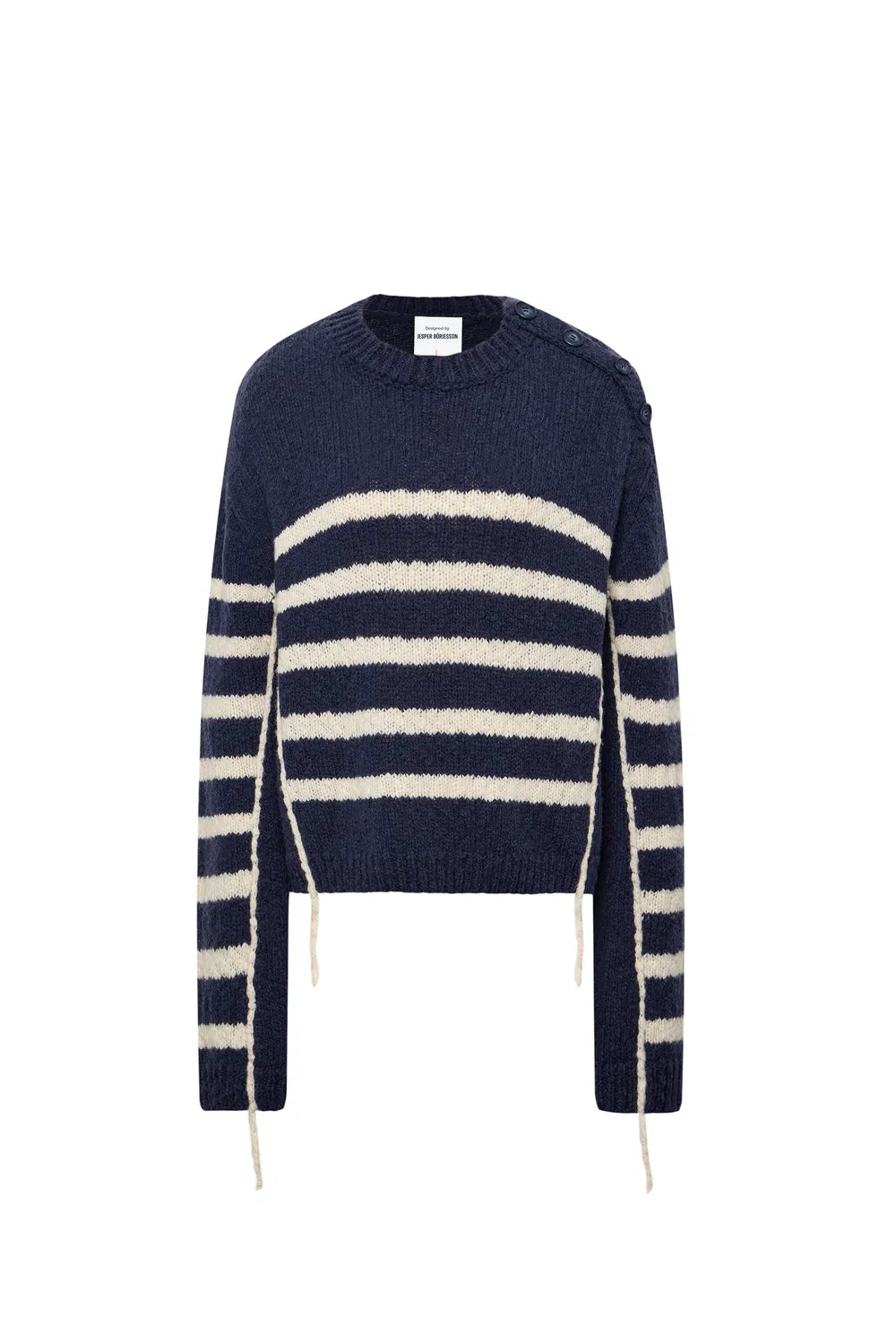 Kirsten Striped Pullover Sweater in Wool Blend Bouclé Knit