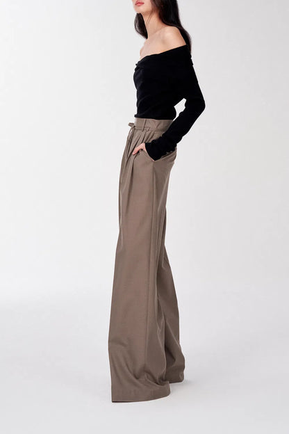 Alba Belted Suit Trousers in Wool Blend