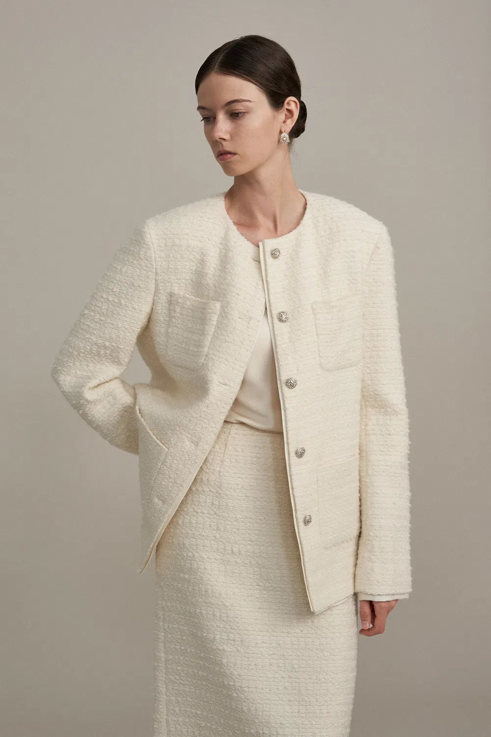 Freja Tweed Jacket in Cotton-Wool Blend