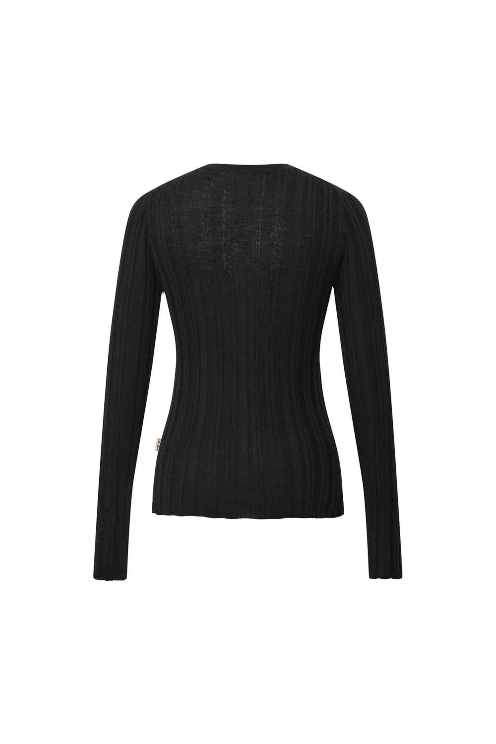 Cara Side Slit Long Sleeve Fitted Top in Merino Wool Yang Yarn Knit