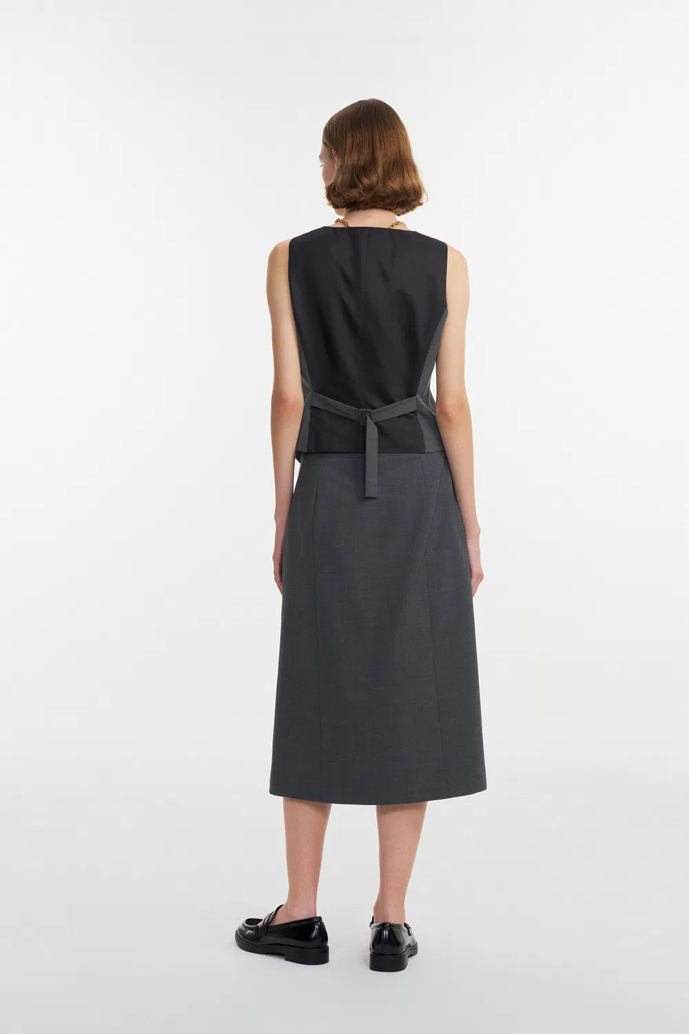 Cosmo Double Vent Skirt in Wool Blend