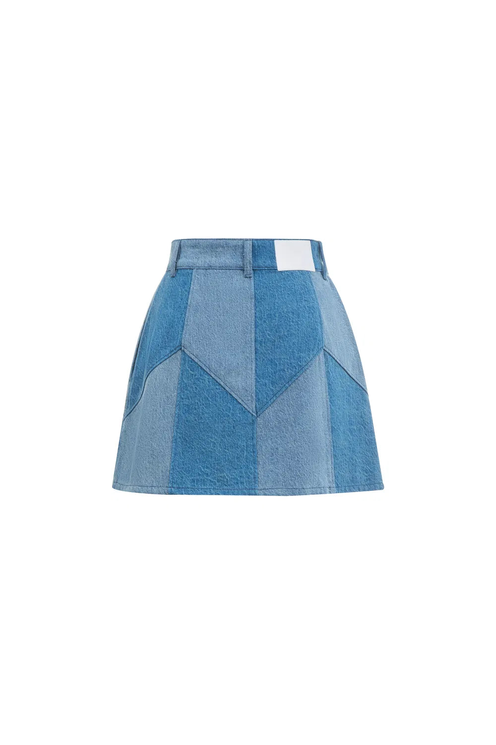 Angie Colorblock Denim Skirt in Tencel Lyocell Blend