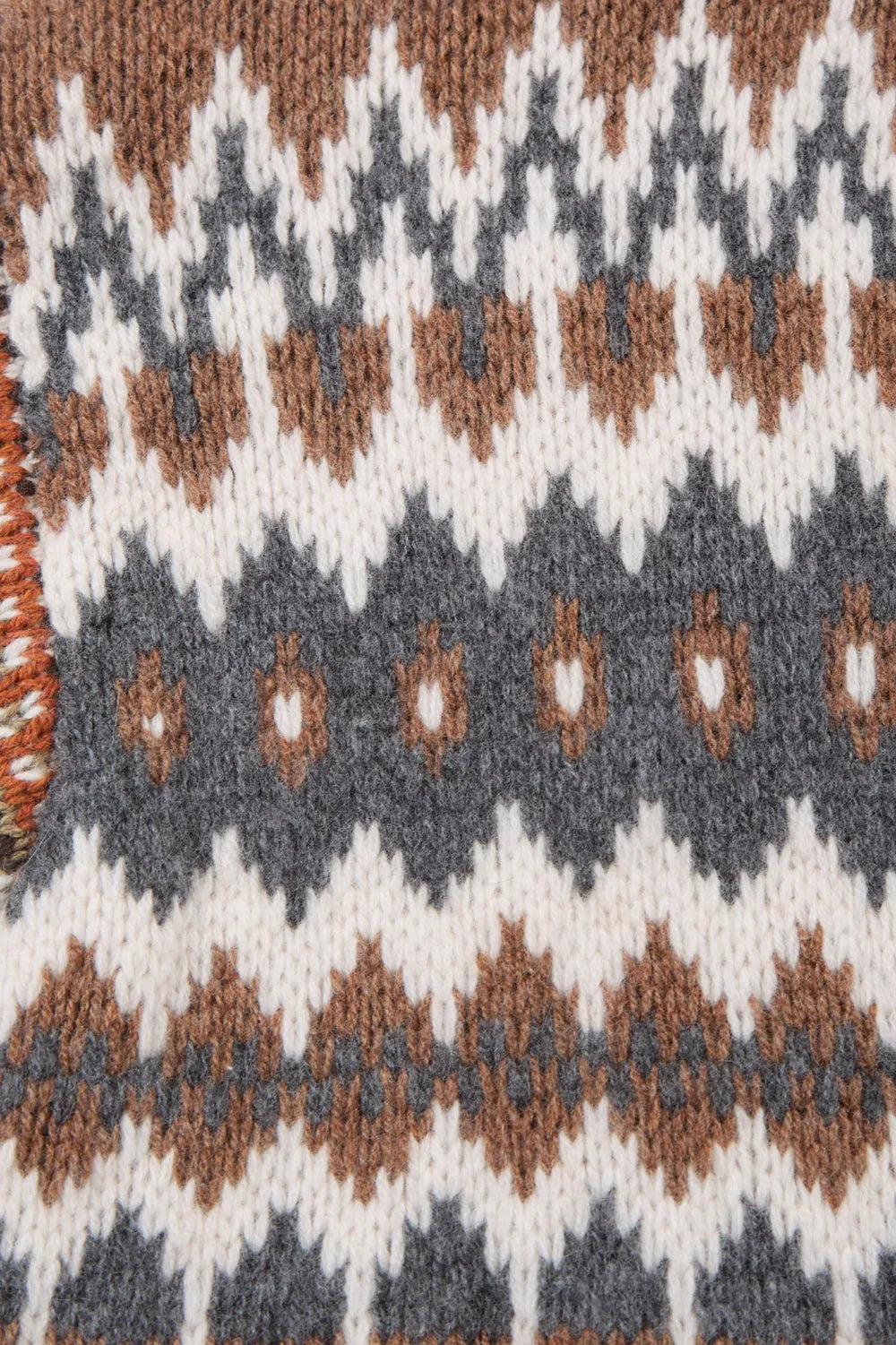 Faye Fair Isle Mixed Yarn Cardigan in Chunky Merino Wool Knit