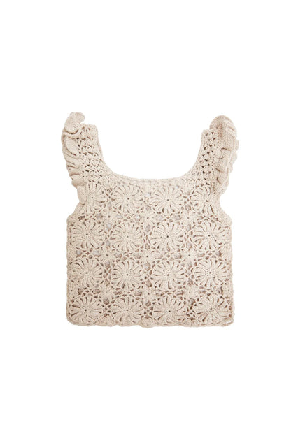 Mia Handcrafted Crochet Floral Top in Cotton