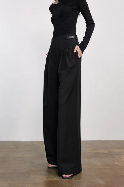 Lacapte Belted Pants in Vegan Leather