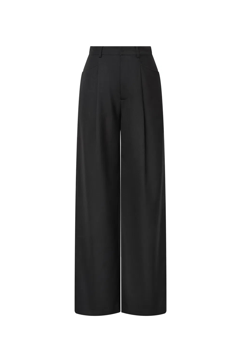 Ezra Wide Leg Trousers in Wool Twill