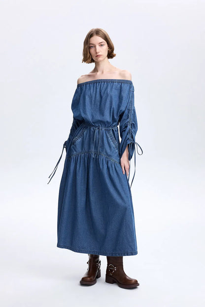 Diane Drawstring Dress in Tencel Denim