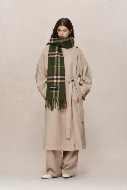 Hilda Single Button Collarless Trench in Wool Fine Twill