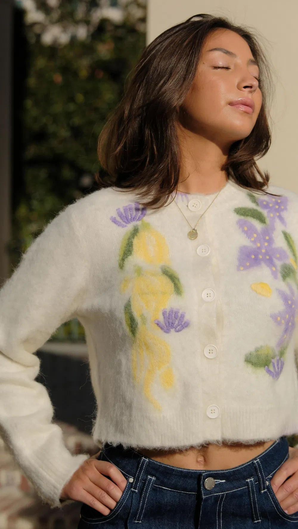 Cymbidium Hand Embroidered Flora Cardigan in Alpaca Blend Knit