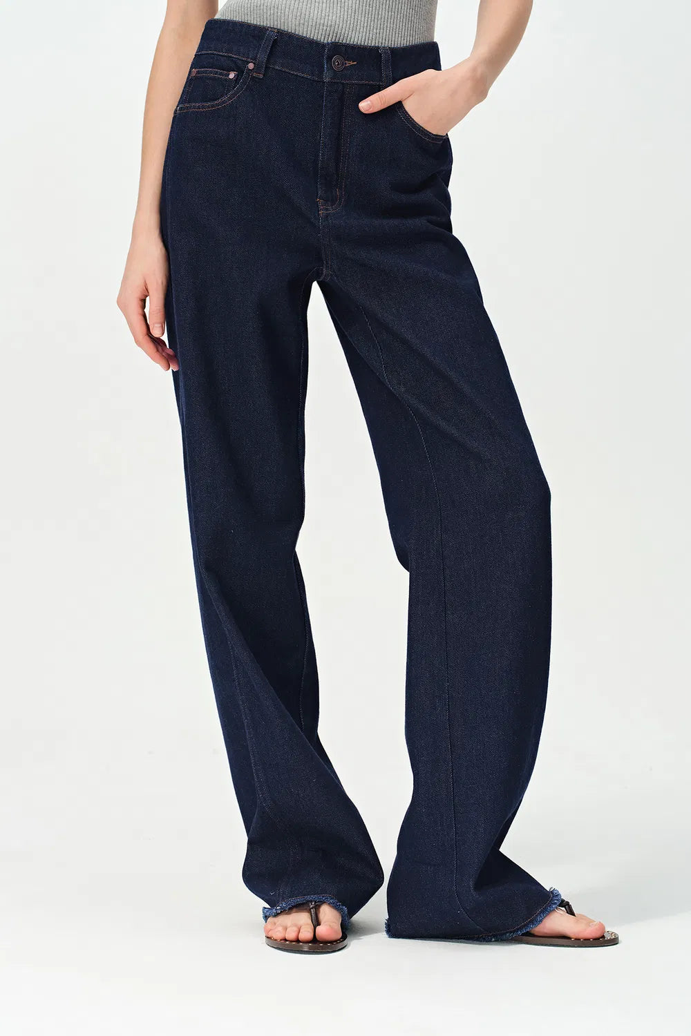 Cici Straight Leg Jeans in Raw Lyocell Denim