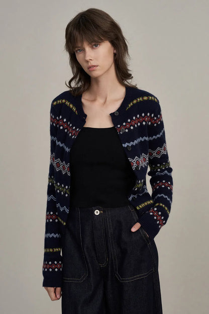 Alice Fair Isle Cardigan in Merino Wool Knit