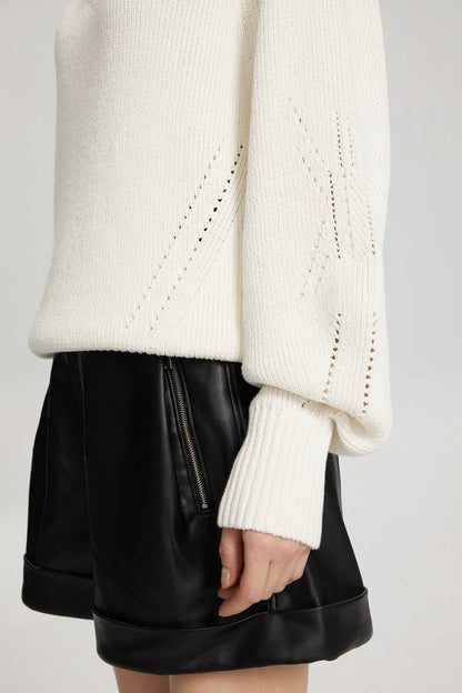 Cassidy Pearl-Embellished Knit Sweater in Cotton Blend