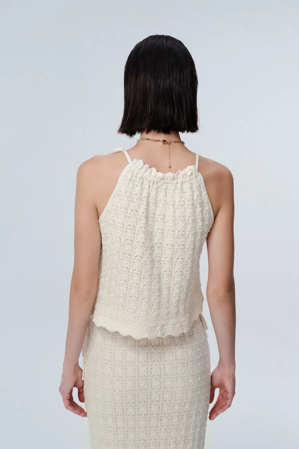 Kyle Fringe Tie-Up Top in Cotton Knit