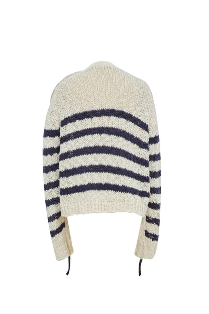 Kirsten Striped Pullover Sweater in Wool Blend Bouclé