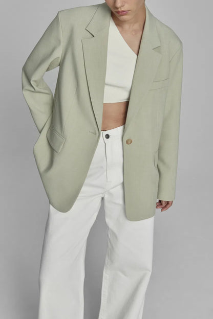 Creamy Green Detachable Belt Blazer